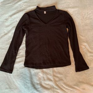 Black Sweater with Cut-Out Neck